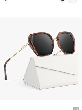 🆕 Tortoiseshell & Gold Square Women's Sunglasses